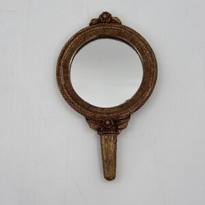 Petite Vintage Vanity Hand Mirror with Red Velvet Back